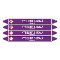 Značení potrubí, kyselina sírová,4 ks, 250 × 26 mm